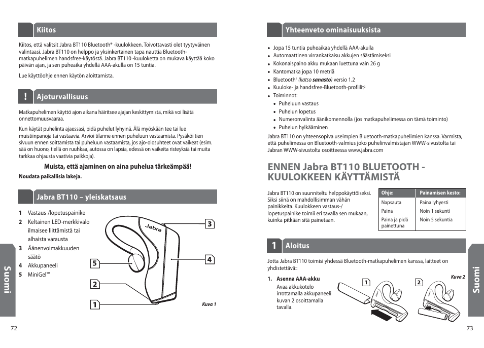 Su o m i | Jabra BT110 User Manual | Page 38 / 65