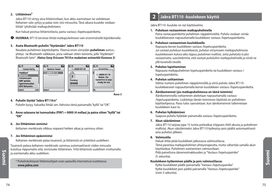 Su o m i | Jabra BT110 User Manual | Page 39 / 65