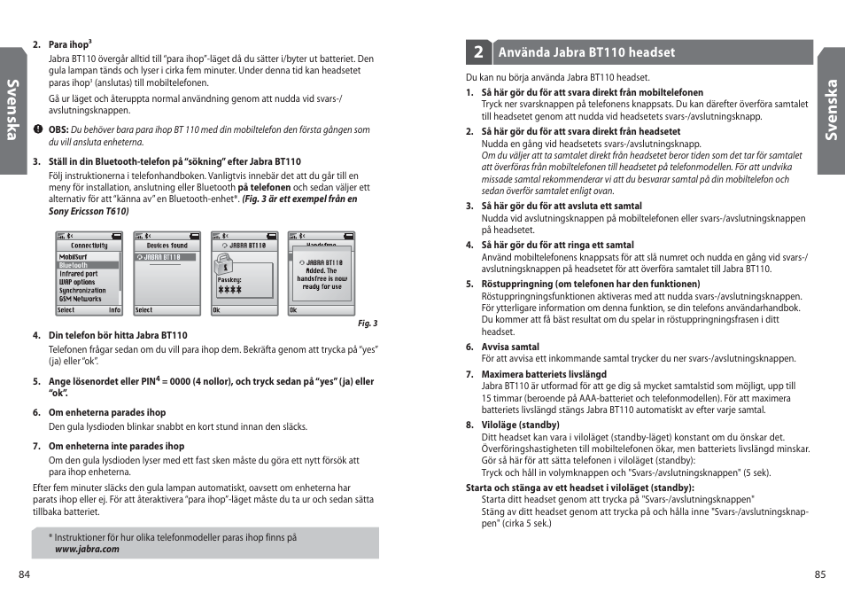 Sv en sk a | Jabra BT110 User Manual | Page 44 / 65