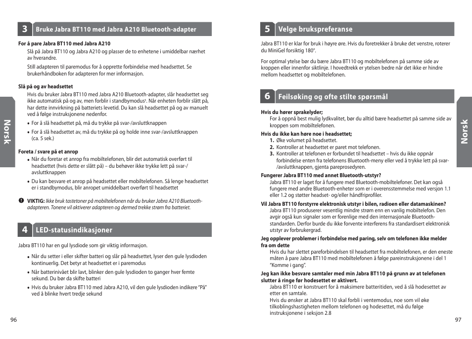 No rs k | Jabra BT110 User Manual | Page 50 / 65