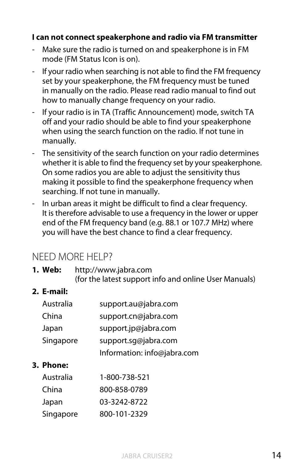 English, Need more help | Jabra CRUISER2 User Manual | Page 15 / 17