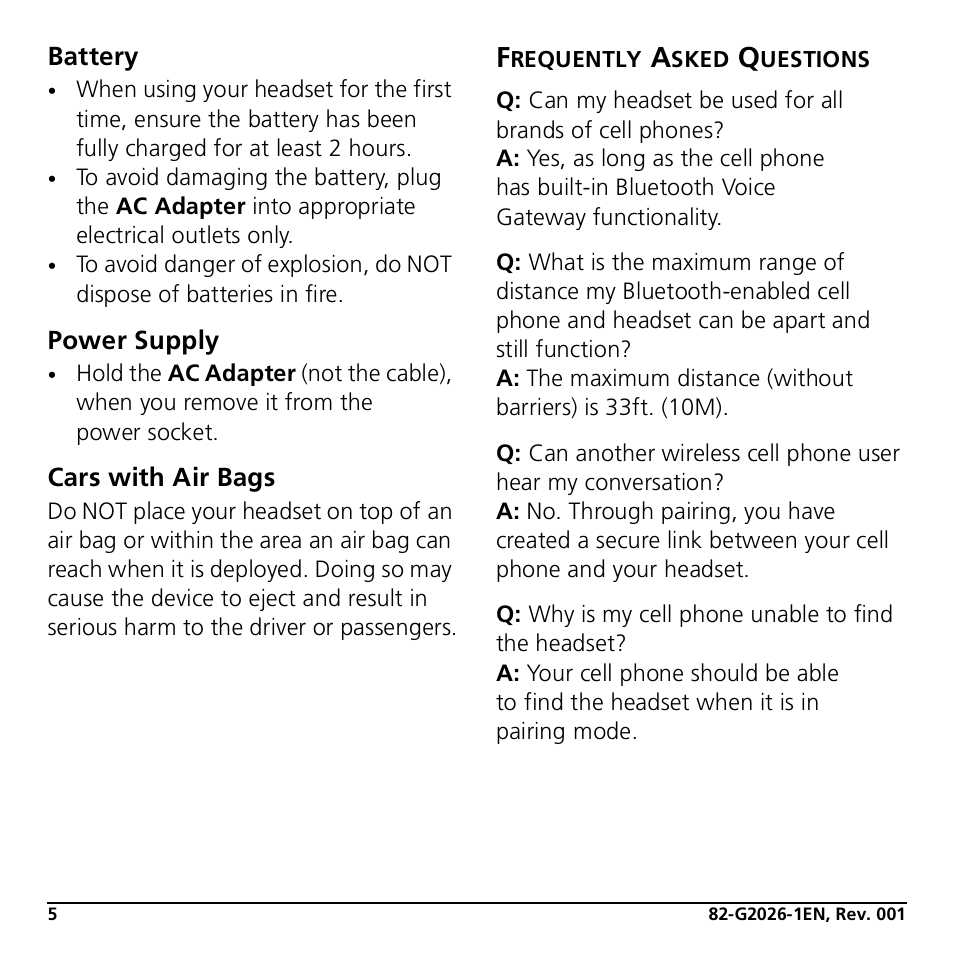 Battery, Power supply, Cars with air bags | Frequently asked questions | Jabra KYO300 User Manual | Page 8 / 11