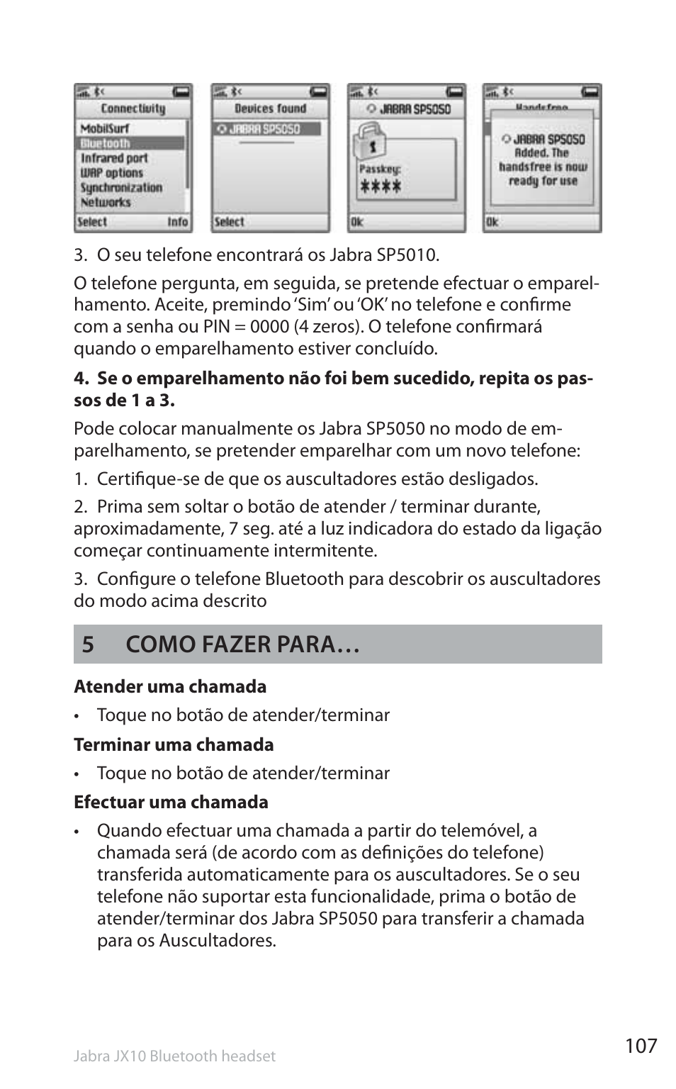 5como fazer para | Jabra SP5050 User Manual | Page 109 / 221