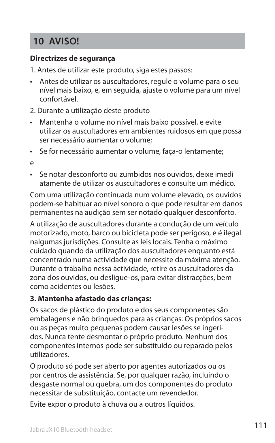 10 aviso | Jabra SP5050 User Manual | Page 113 / 221