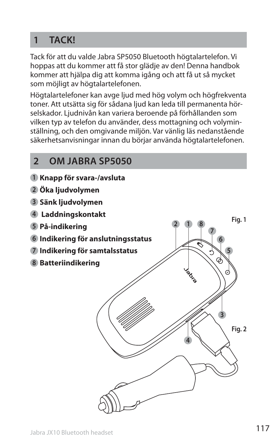 1 tack | Jabra SP5050 User Manual | Page 119 / 221