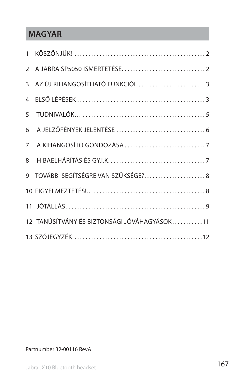 Magyar | Jabra SP5050 User Manual | Page 169 / 221