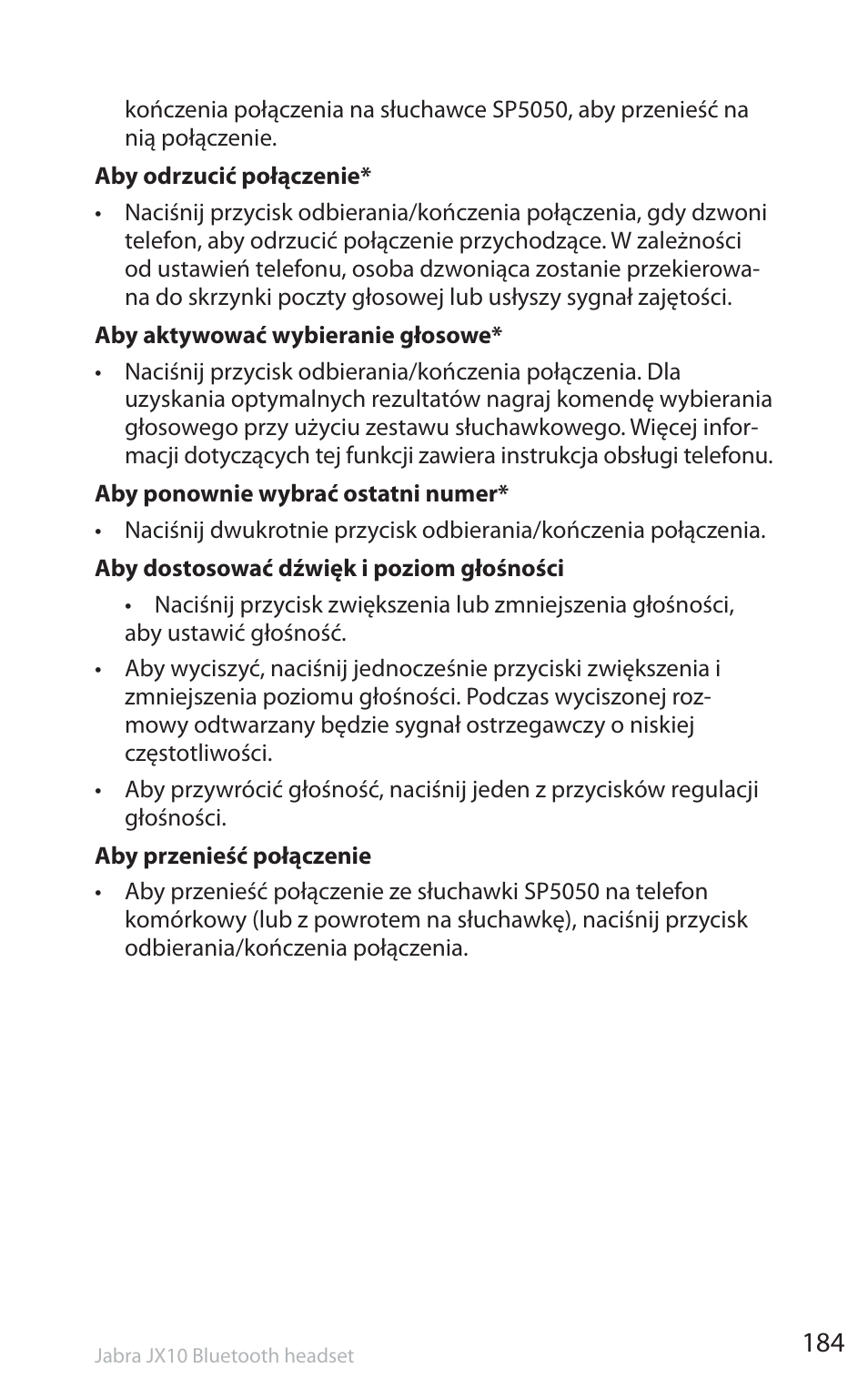 Jabra SP5050 User Manual | Page 186 / 221