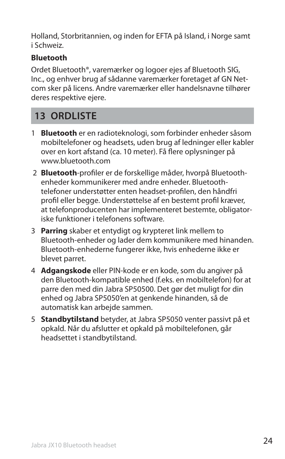 13 ordliste | Jabra SP5050 User Manual | Page 26 / 221