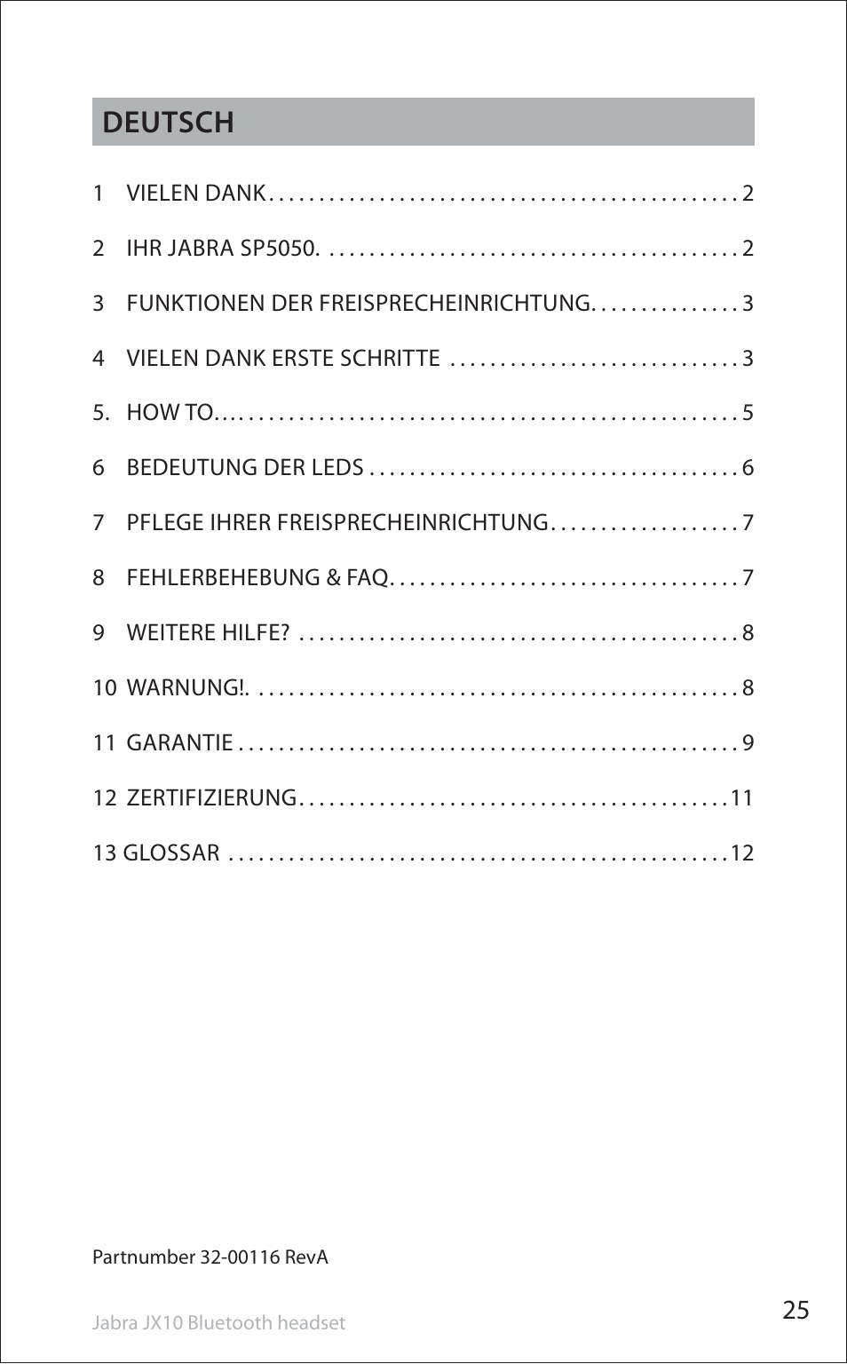 Deutsch | Jabra SP5050 User Manual | Page 27 / 221