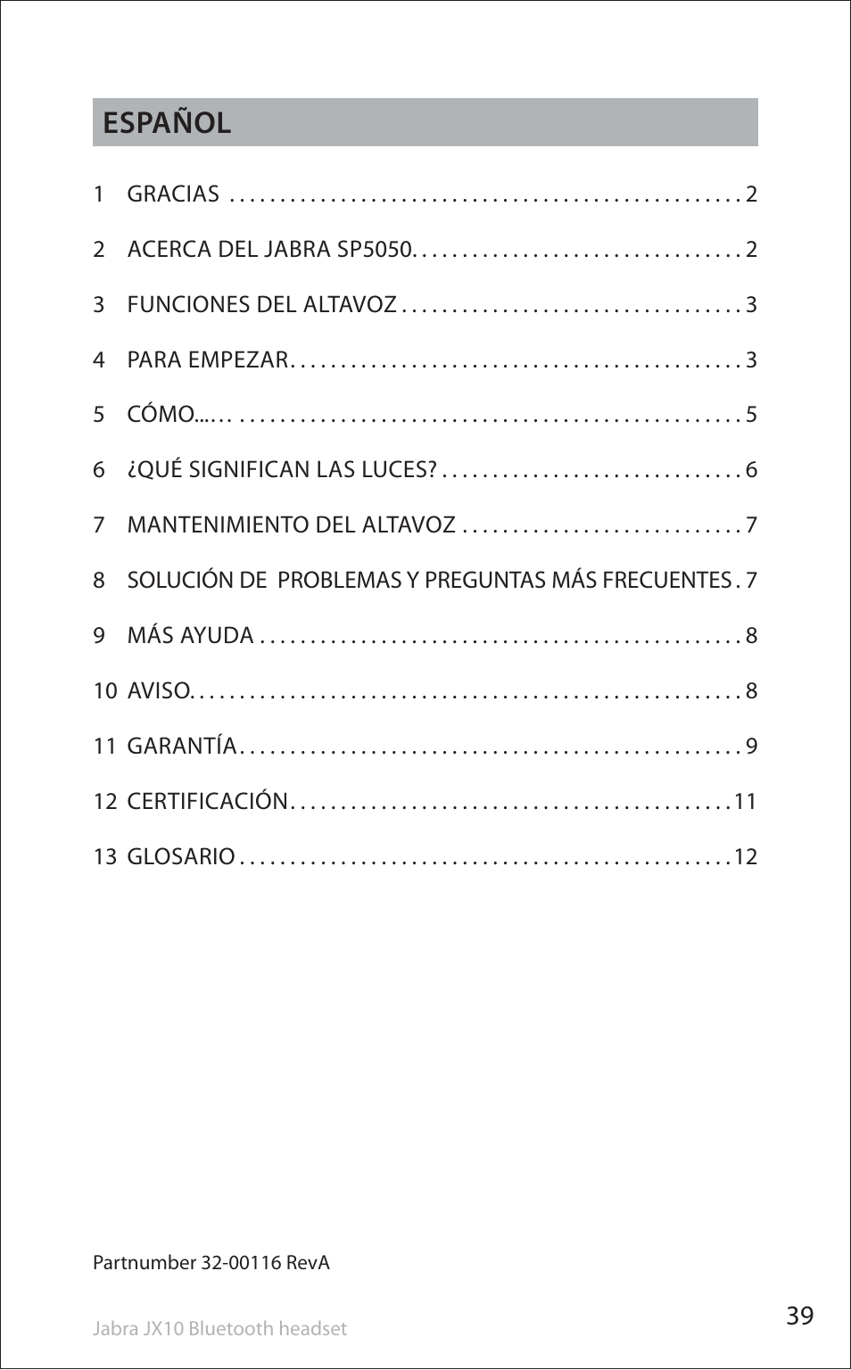 Español | Jabra SP5050 User Manual | Page 41 / 221