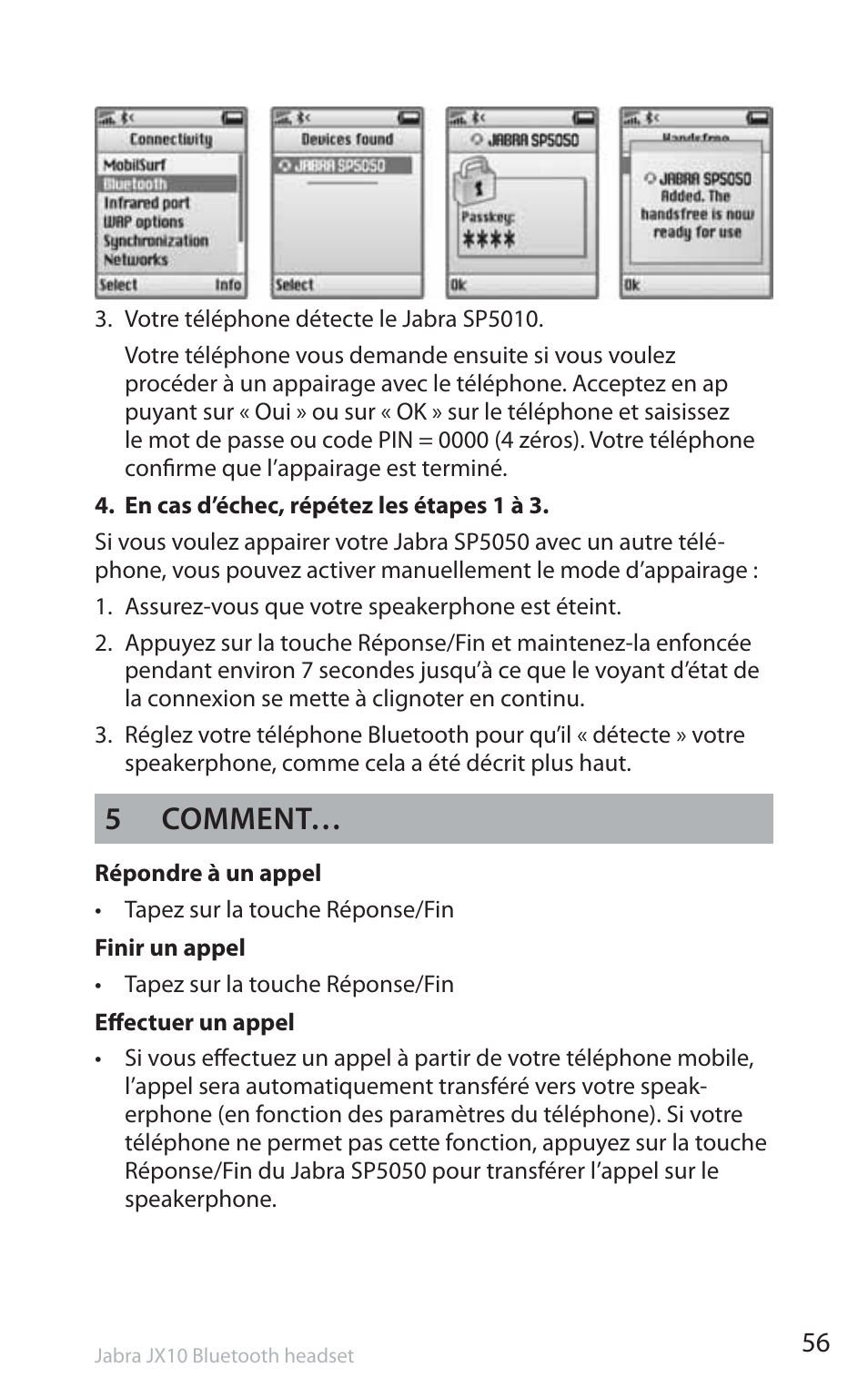 5comment | Jabra SP5050 User Manual | Page 58 / 221