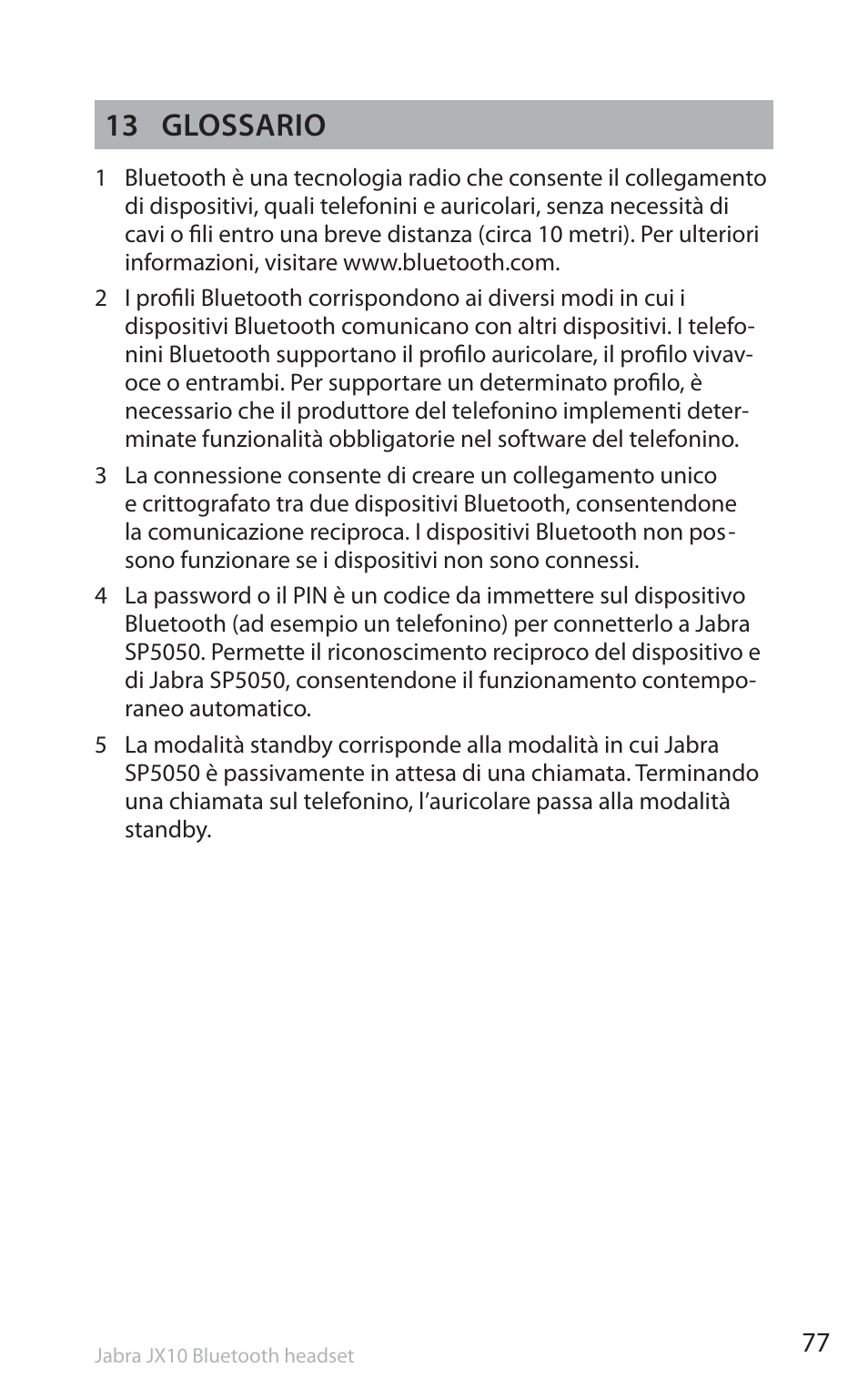 13 glossario | Jabra SP5050 User Manual | Page 79 / 221