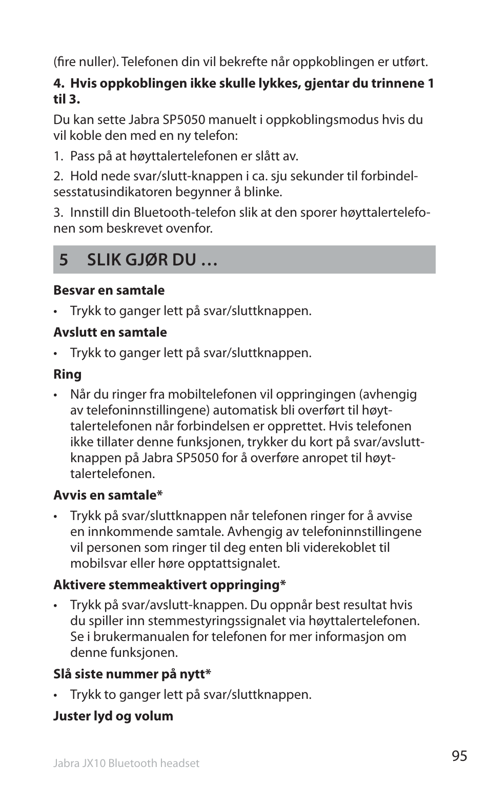 5 slik gjør du | Jabra SP5050 User Manual | Page 97 / 221