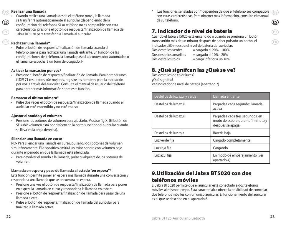 Indicador de nivel de batería, ¿qué signifcan las ¿qué se ve | Jabra REVC 81-00491 User Manual | Page 14 / 31