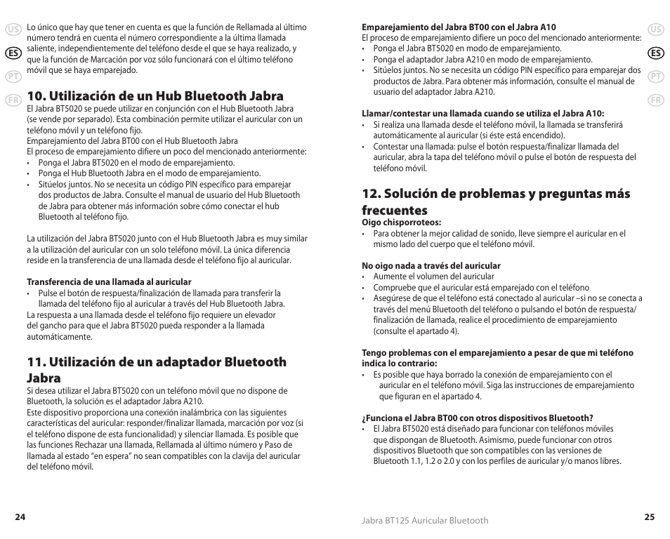 Utilización de un hub bluetooth jabra, Utilización de un adaptador bluetooth jabra, Solución de problemas y preguntas más frecuentes | Jabra REVC 81-00491 User Manual | Page 15 / 31