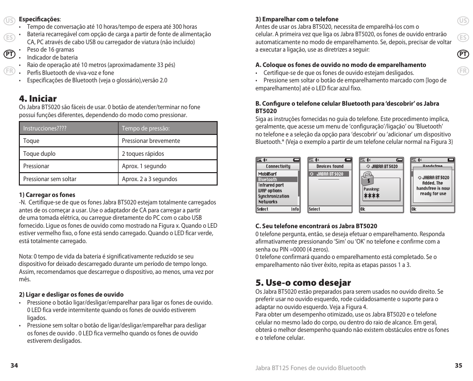 Iniciar, Use-o como desejar | Jabra REVC 81-00491 User Manual | Page 20 / 31