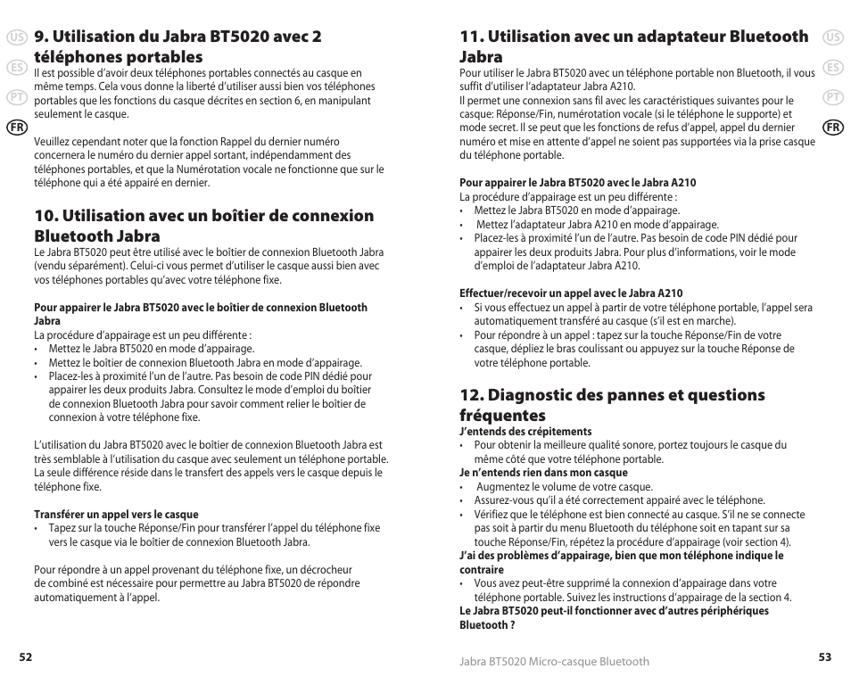 Utilisation avec un adaptateur bluetooth jabra, Diagnostic des pannes et questions fréquentes | Jabra REVC 81-00491 User Manual | Page 29 / 31