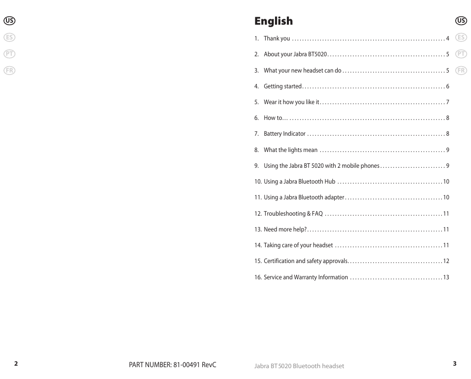 English | Jabra REVC 81-00491 User Manual | Page 4 / 31