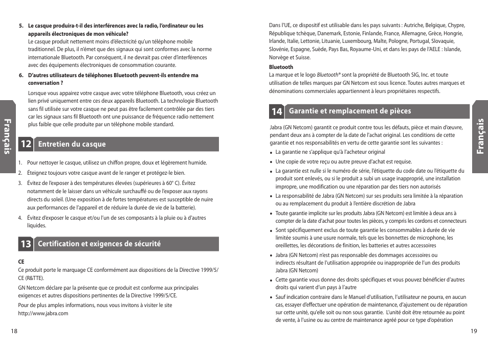 Fr an ça is | Jabra BT330 User Manual | Page 11 / 64
