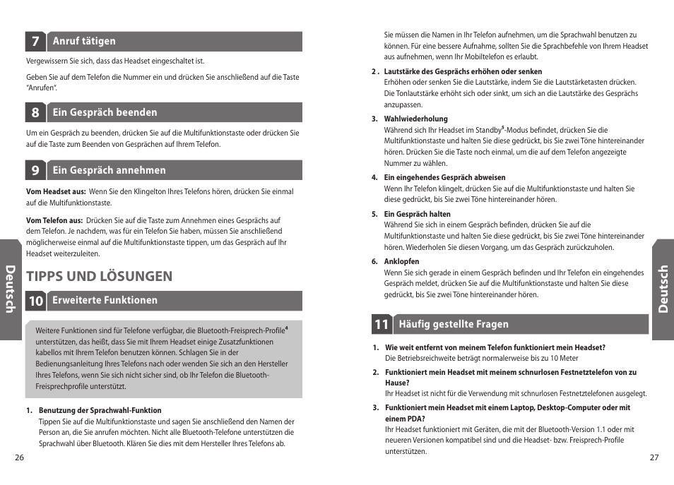 10 tipps und lösungen, Deu ts ch | Jabra BT330 User Manual | Page 15 / 64