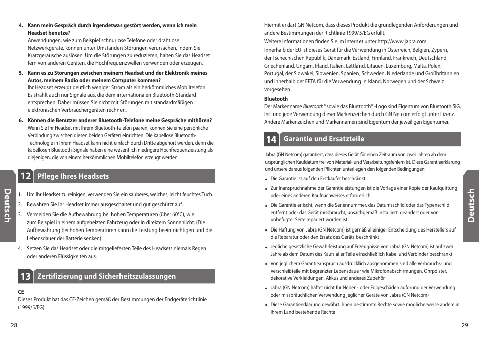 Deu ts ch | Jabra BT330 User Manual | Page 16 / 64