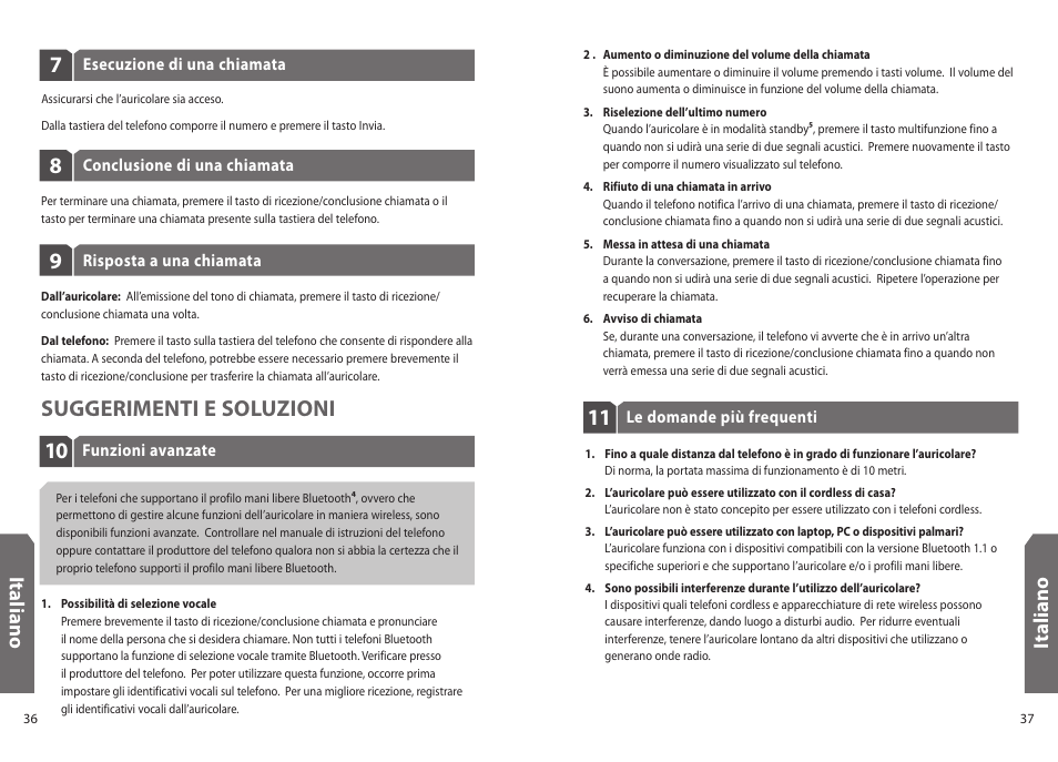 10 suggerimenti e soluzioni, Ita lia n o, It al ia n o | Jabra BT330 User Manual | Page 20 / 64