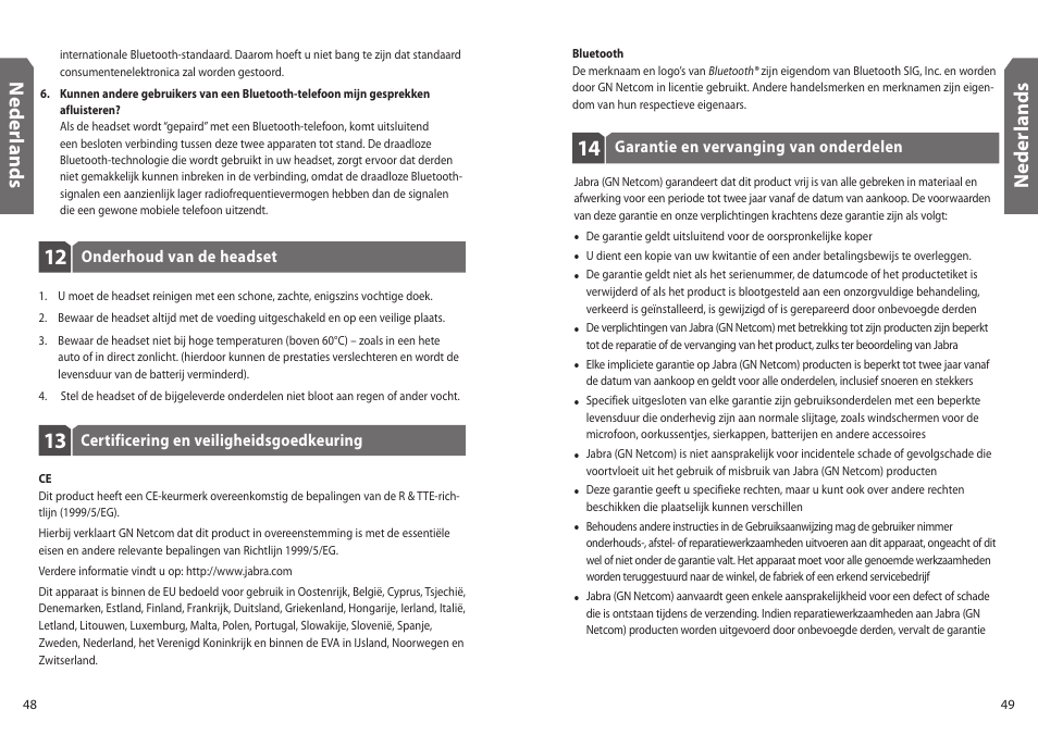 Ned er la n d s | Jabra BT330 User Manual | Page 26 / 64