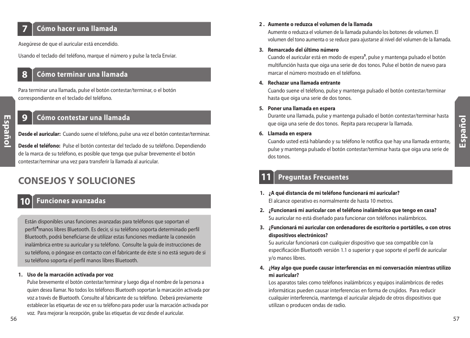 10 consejos y soluciones, Es p añ o l | Jabra BT330 User Manual | Page 30 / 64