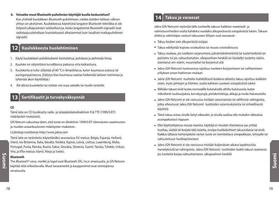 Su o m i | Jabra BT330 User Manual | Page 41 / 64