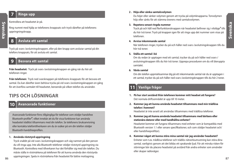 10 tips och lösningar, Sv en sk a | Jabra BT330 User Manual | Page 45 / 64