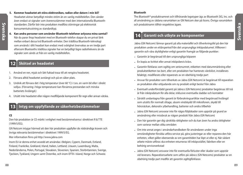 Sv en sk a | Jabra BT330 User Manual | Page 46 / 64