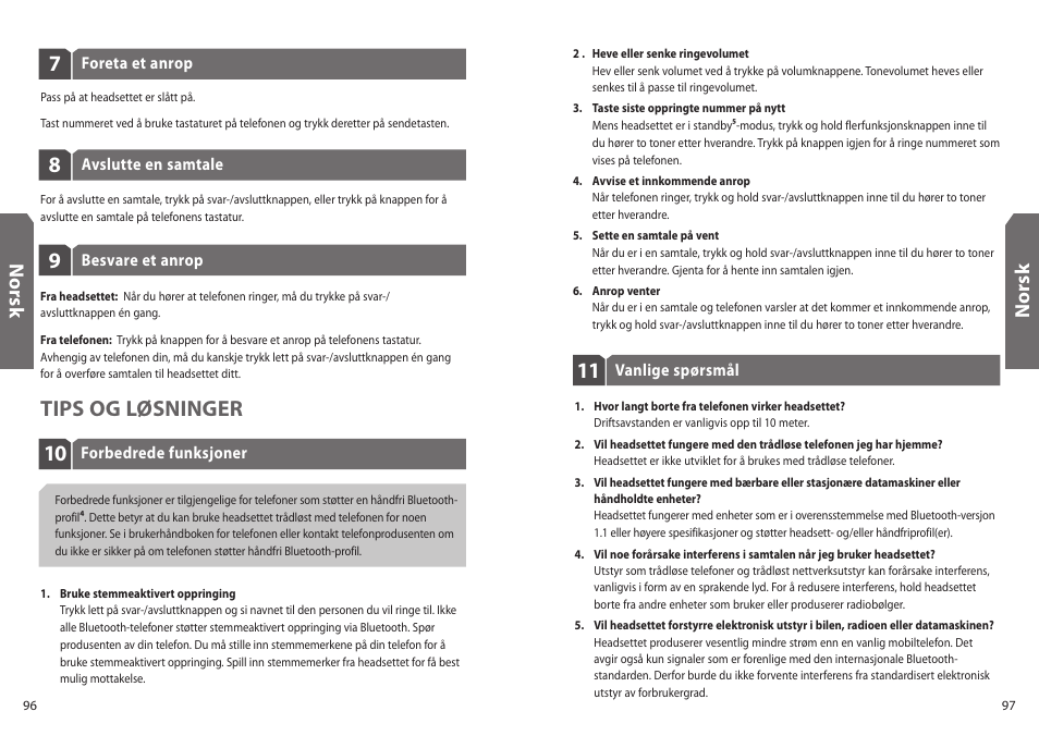 10 tips og løsninger, No rs k | Jabra BT330 User Manual | Page 50 / 64