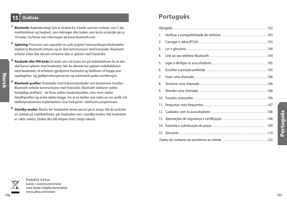 Português, No rs k | Jabra BT330 User Manual | Page 52 / 64
