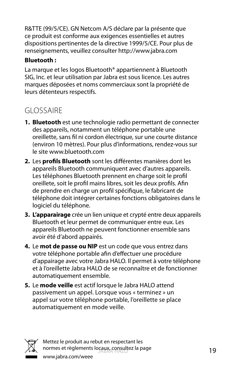 English, Glossaire | Jabra HALO BT650s User Manual | Page 106 / 518