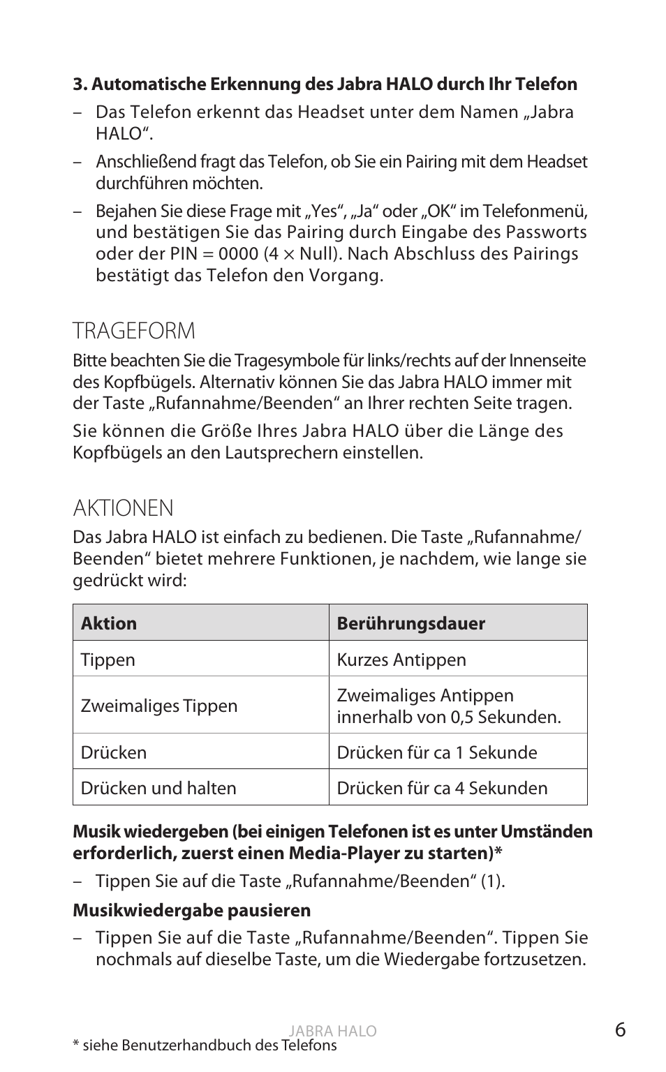 Englisch, Trageform, Aktionen | Jabra HALO BT650s User Manual | Page 112 / 518