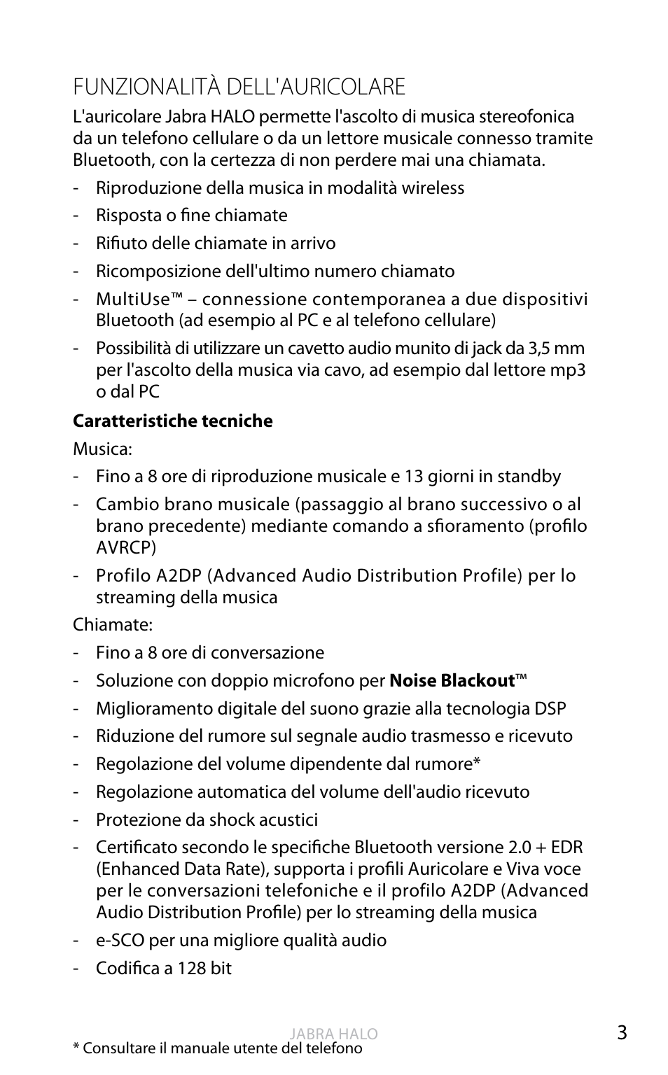 English, Funzionalità dell'auricolare | Jabra HALO BT650s User Manual | Page 214 / 518