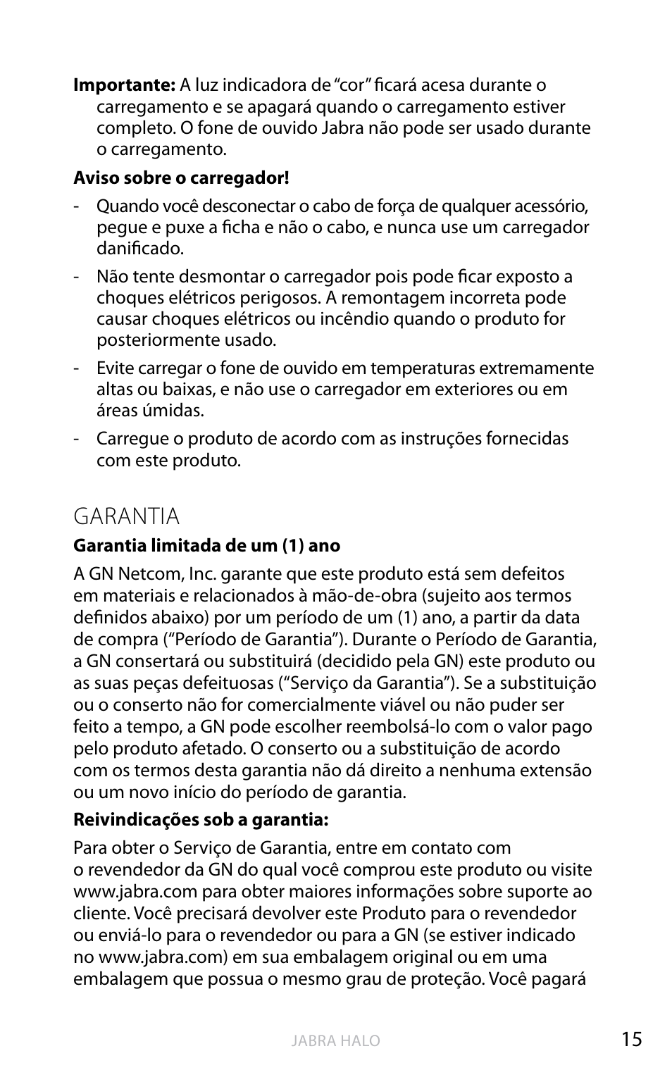 Inglês, Garantia | Jabra HALO BT650s User Manual | Page 244 / 518