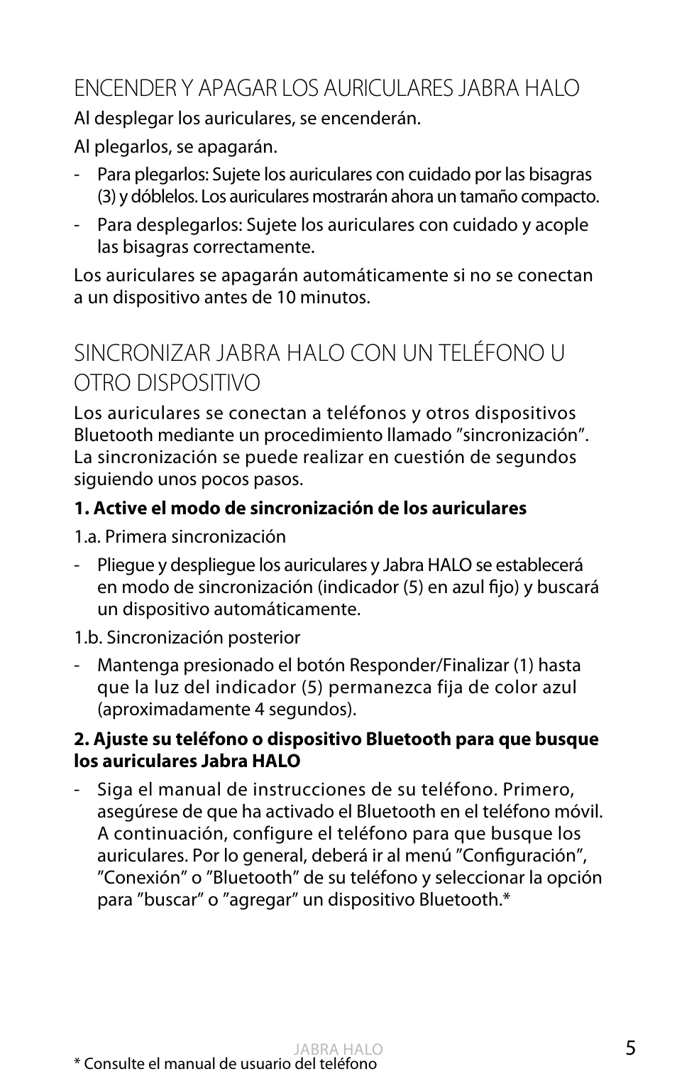 English, Encender y apagar los auriculares jabra halo | Jabra HALO BT650s User Manual | Page 253 / 518