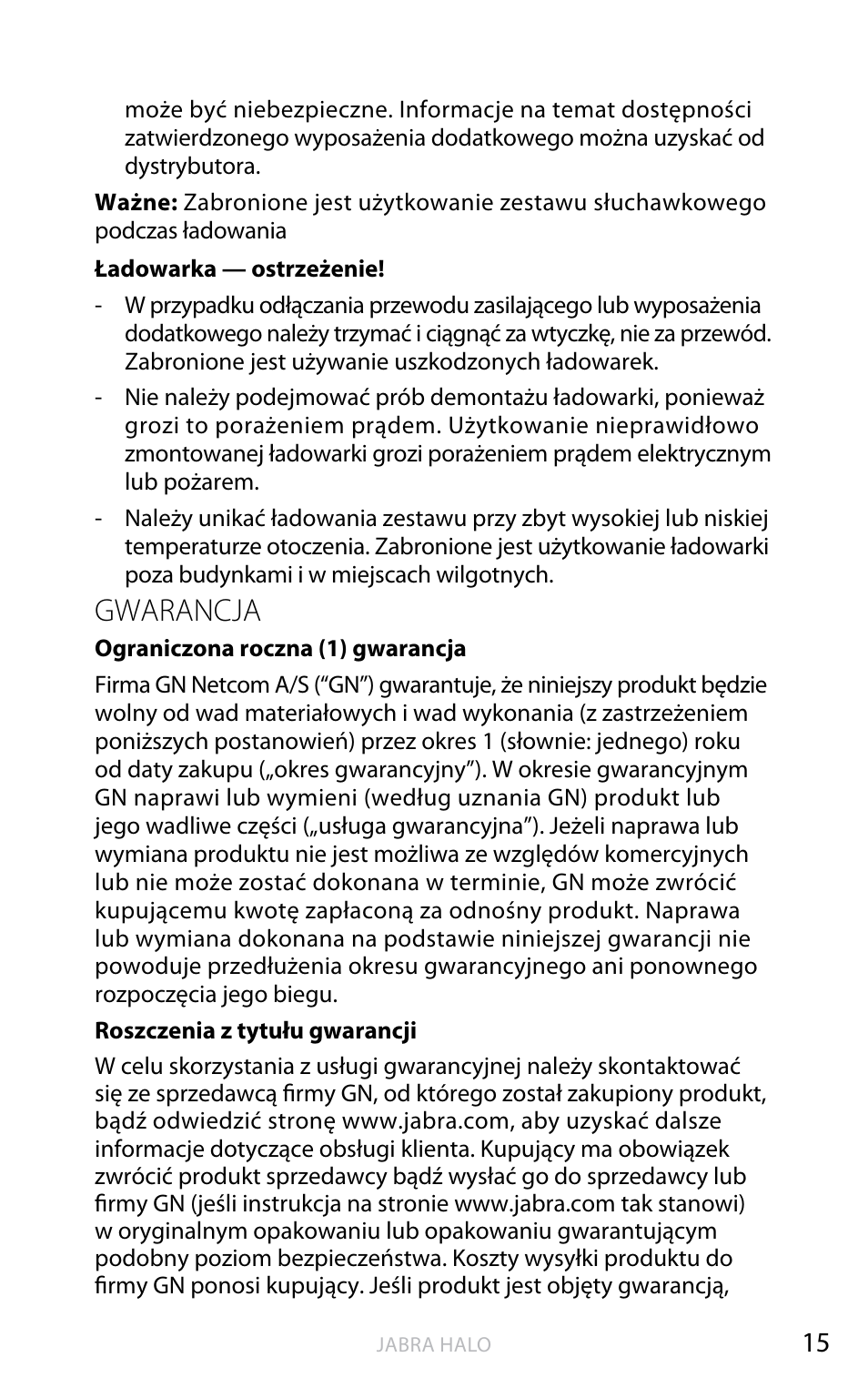 English, Gwarancja | Jabra HALO BT650s User Manual | Page 316 / 518