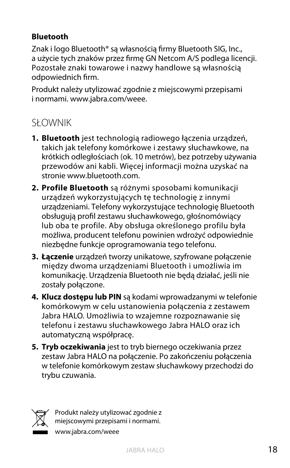 English, Słownik | Jabra HALO BT650s User Manual | Page 319 / 518