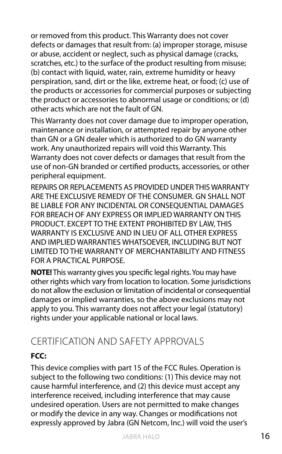 English, Certification and safety approvals | Jabra HALO BT650s User Manual | Page 35 / 518