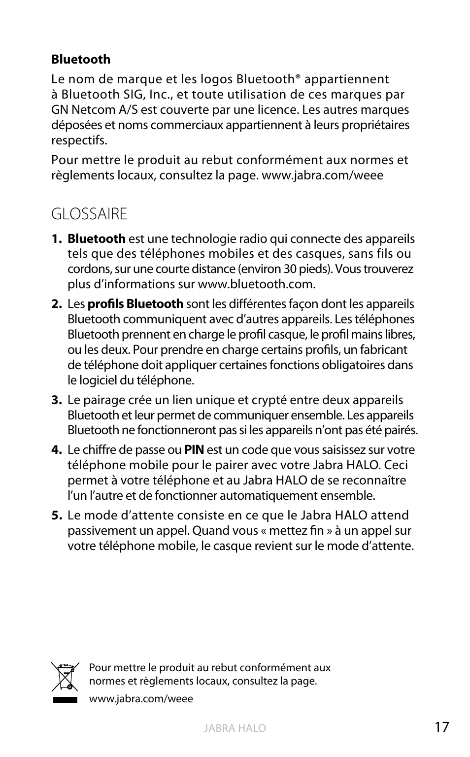 English, Glossaire | Jabra HALO BT650s User Manual | Page 87 / 518