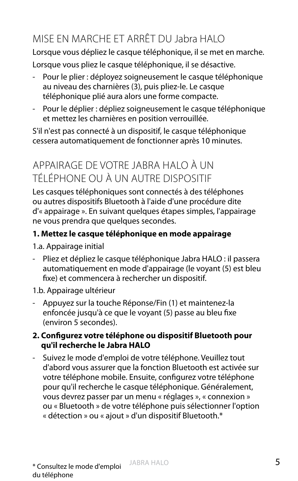 English, Mise en marche et arrêt du jabra halo | Jabra HALO BT650s User Manual | Page 92 / 518