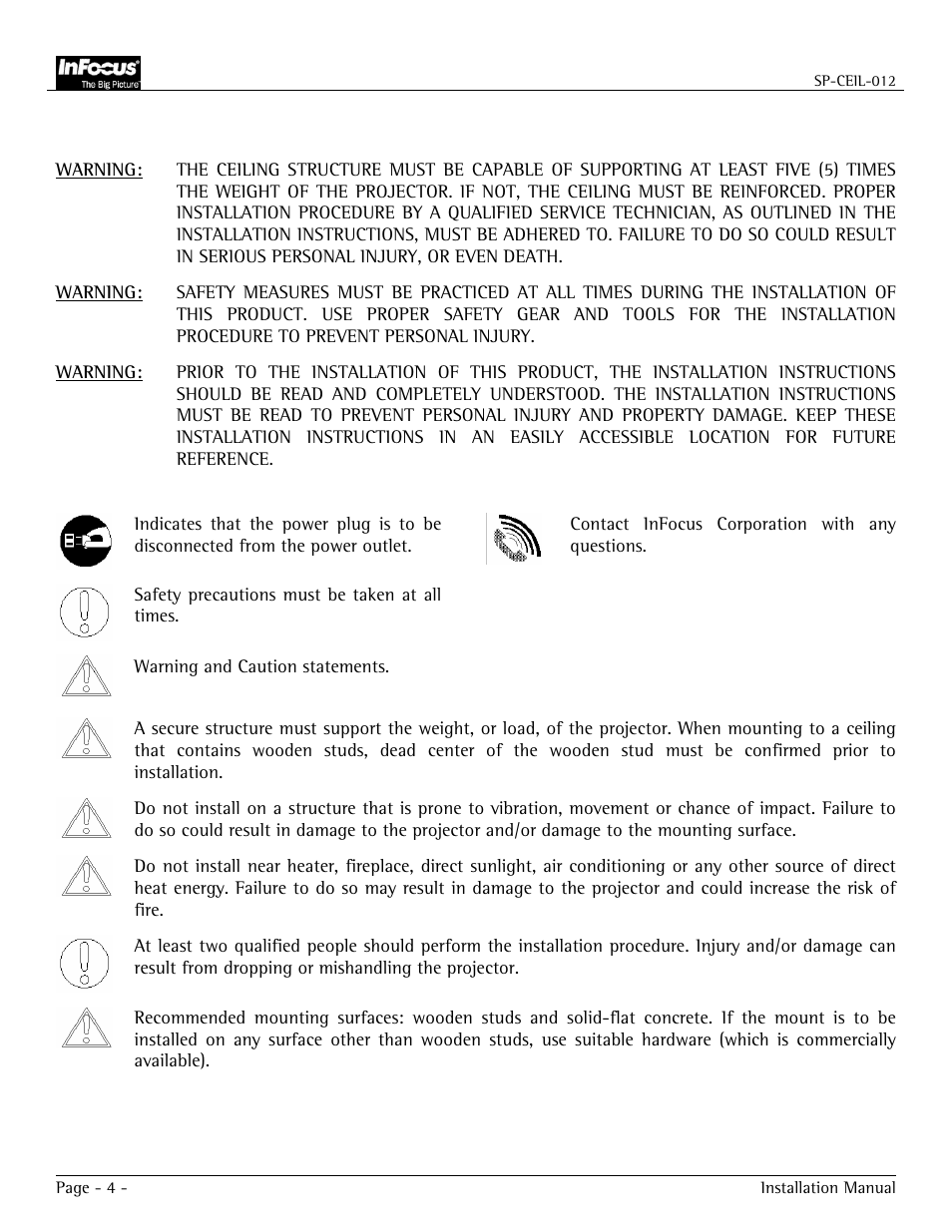 Warning statements | Jabra SP-CEIL-012 User Manual | Page 4 / 14