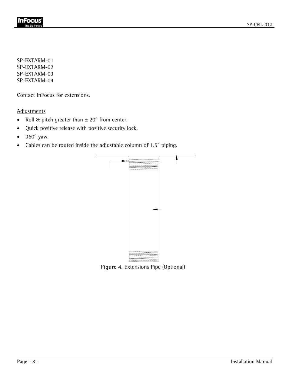 Adjustments and extension arm | Jabra SP-CEIL-012 User Manual | Page 8 / 14