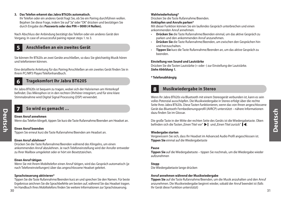 Deu ts ch | Jabra BT620s User Manual | Page 18 / 75