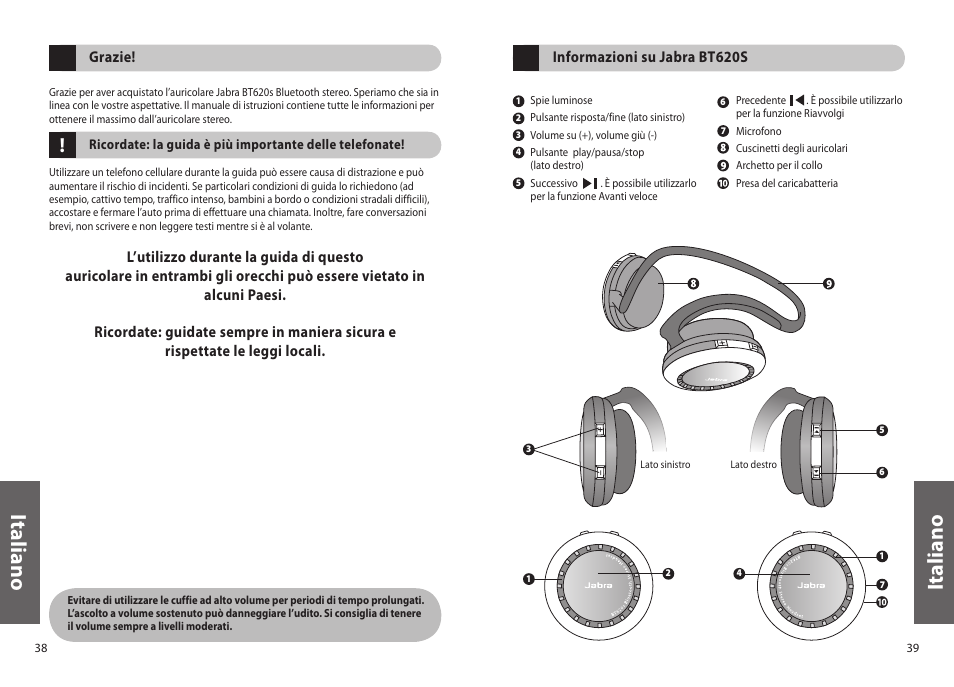 Ita lia n o, It al ia n o | Jabra BT620s User Manual | Page 22 / 75