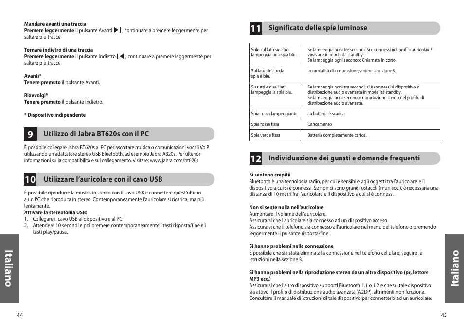 Ita lia n o, It al ia n o | Jabra BT620s User Manual | Page 25 / 75