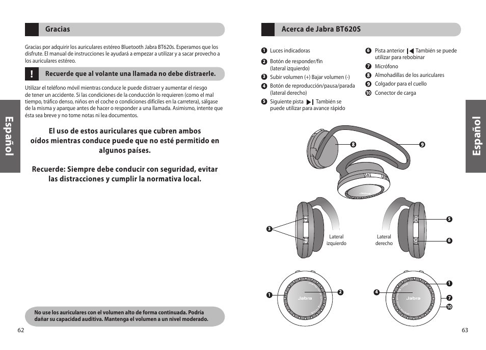 Es p añ o l | Jabra BT620s User Manual | Page 34 / 75