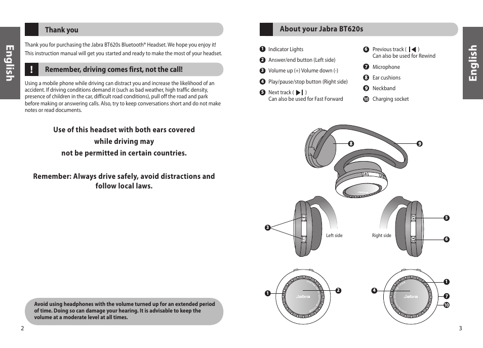 En g lis h | Jabra BT620s User Manual | Page 4 / 75